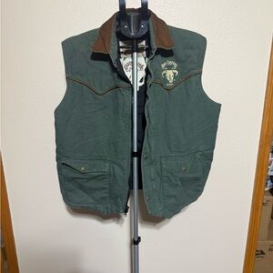 Western Canvas Ranch Vest “Bad Company Rodeo” Three Strays Ranch Brand fits Larg